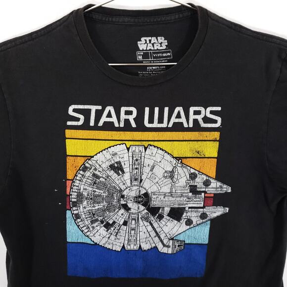 Star Wars T Shirt Mens Size M Millennium Falcon Graphic Short Sleeve Black - Picture 2 of 5